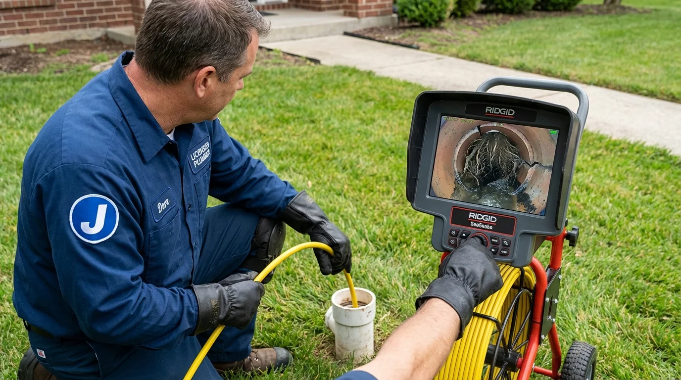 Sewer camera inspection being performed by Johns Plumbing LLC in Whitmore Lake